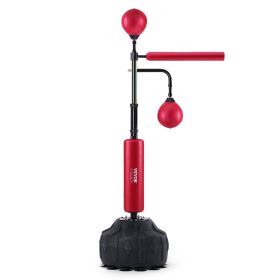 VEVOR Boxing Speed Trainer, Punching Bag with Stand, Reflex Boxing Bag for Teens & Adults, Height Adjustable Free Standing Strike Bag Set with Gloves (Color: Red, Model Type: Large Base)