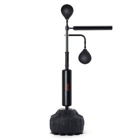 VEVOR Boxing Speed Trainer, Punching Bag with Stand, Reflex Boxing Bag for Teens & Adults, Height Adjustable Free Standing Strike Bag Set with Gloves (Color: Black, Model Type: Large Base)